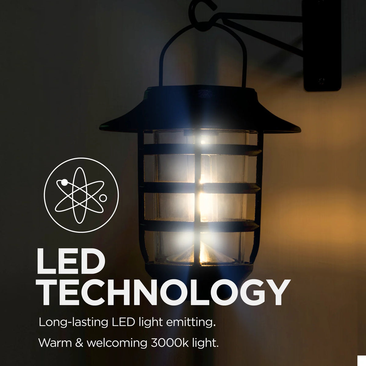 Home Zone Security Solar Outdoor Decorative Glass Wall Lantern Light No Wiring