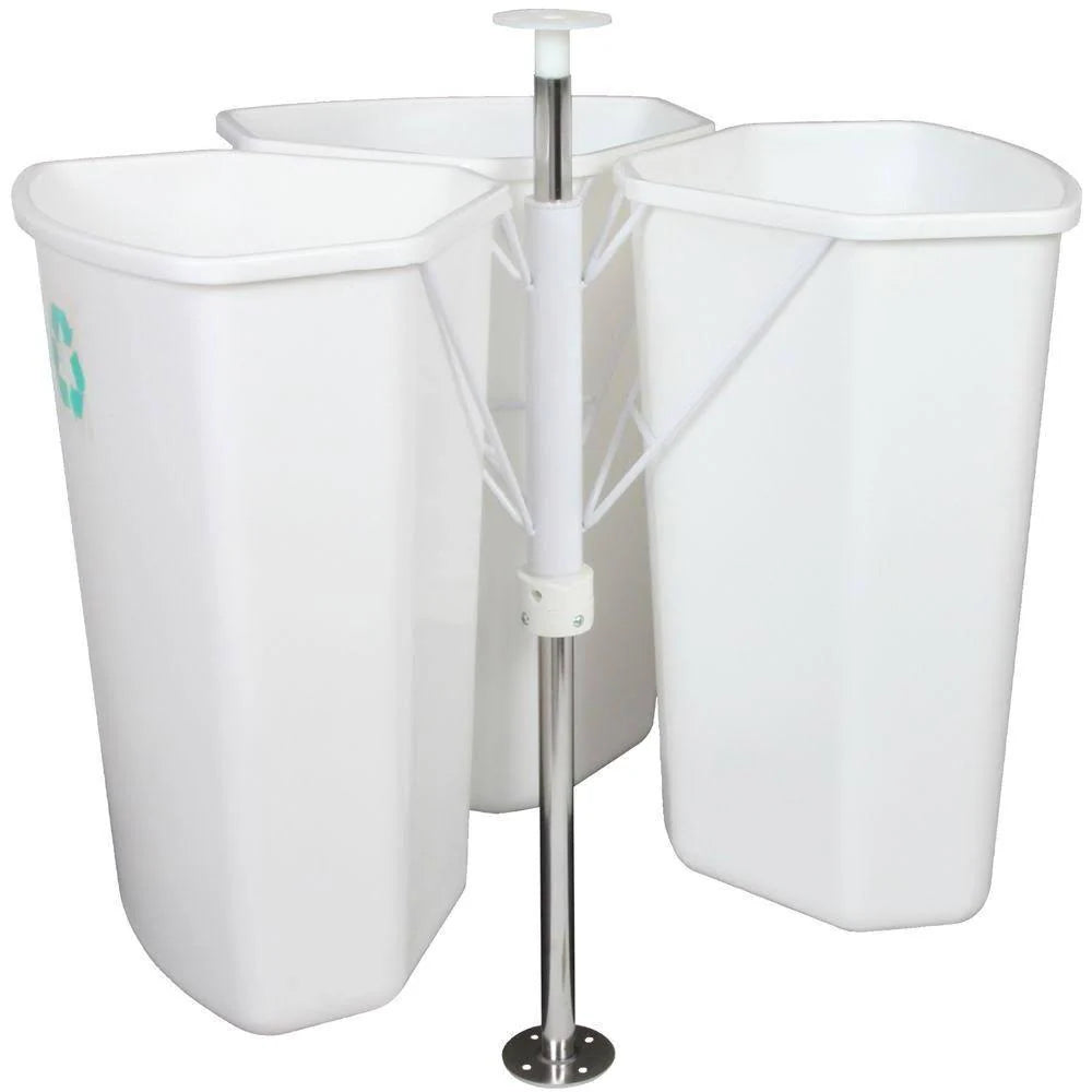 28.5 in. X 27.625 in. X 27.625 in. in Cabinet Corner Trash Can, White