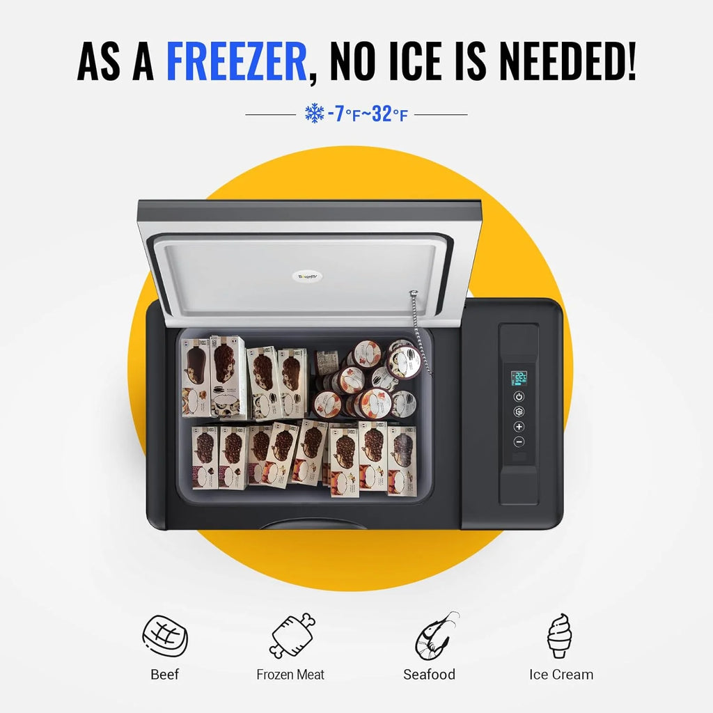 12 Volt Refrigerator 12V Car Fridge 23 quart Portable Freezer Compressor Cooler 12/24V Dc 110~240 Volt AC for Truck Van RV Camper Suv Travel…