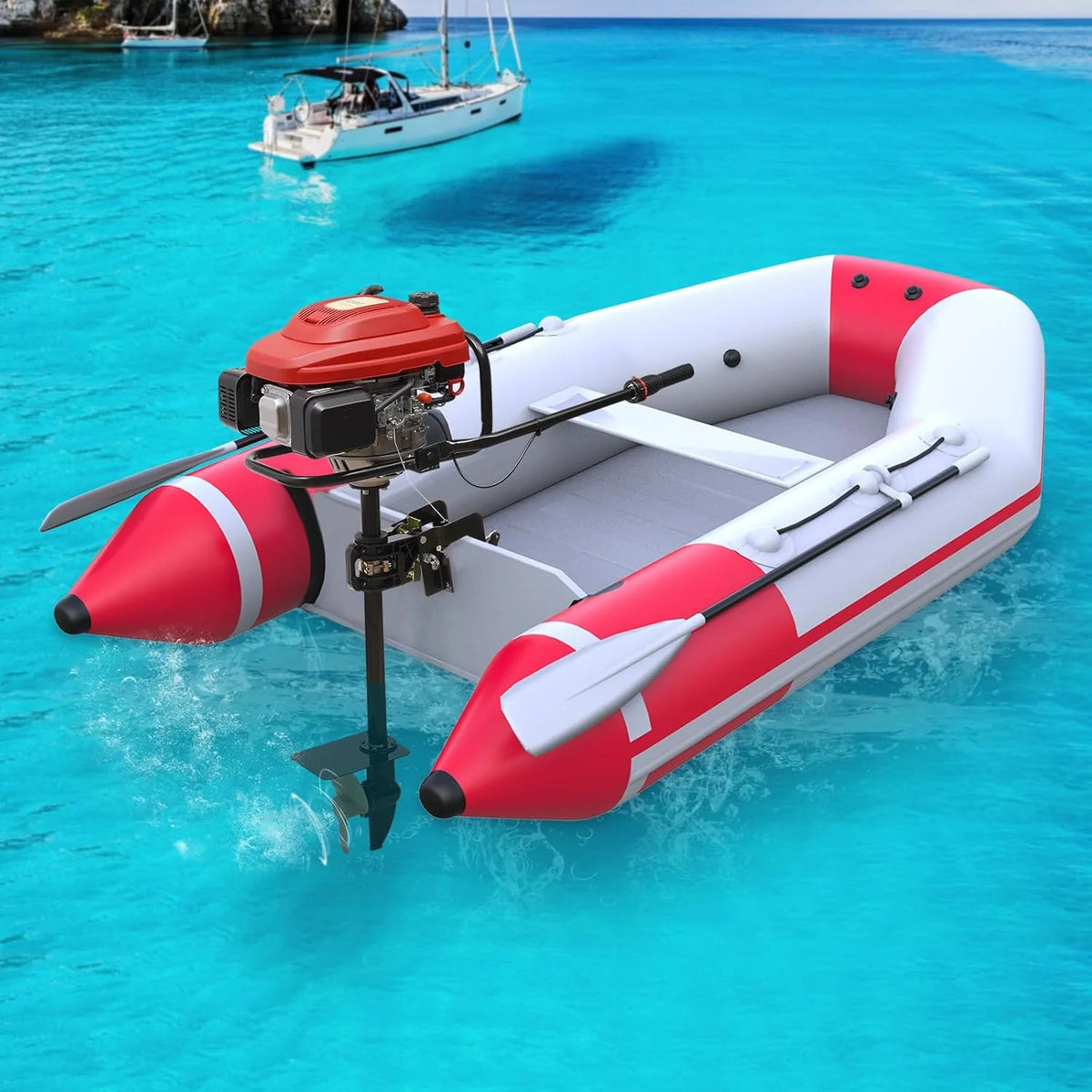 4 Stroke 4HP Outboard Motor, 4 Stroke 55CC Jet Pump Boat Engine W/wind Cooling Cdi System for Rubber Boats, Wooden Boats, Fishing Boats,…