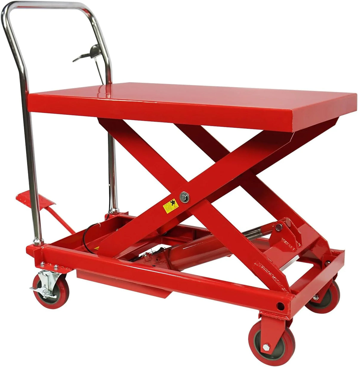 660LBS Hydraulic Lift Table Cart - 31" Lift Height, Double Scissor Design with 4 Wheels & Non-slip Pad for Material Handling