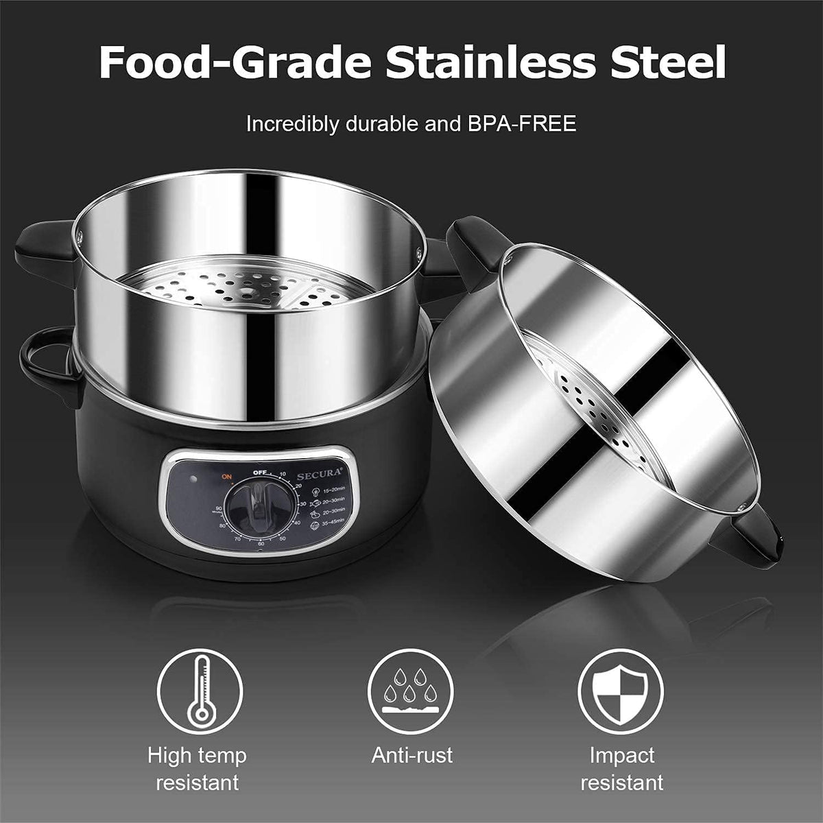 8.5-Quart Two-Tier Stainless Steel Steamer