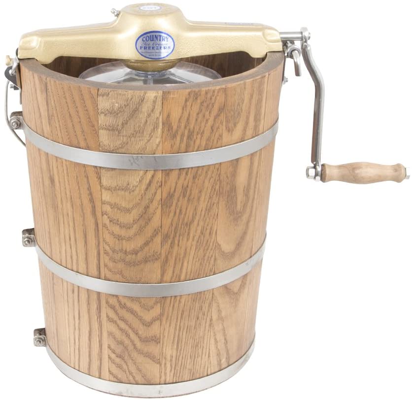 6 qt Ice Cream Maker - Classic Wooden Tub - Hand Crank